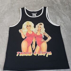 Trixie Mattel and Katya Tank Top Womens XS BlackSwimsuit Top Drag Queen Baywatch